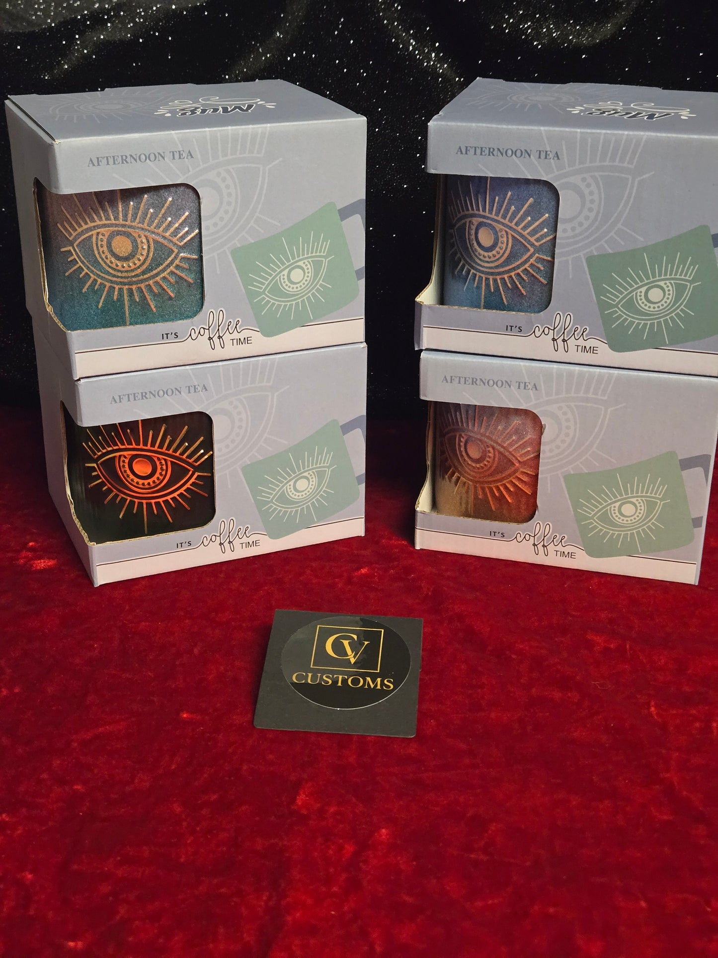 Mystic Eye Luxe Mug – Gift-Boxed Ceramic Coffee Cup with Gold Handle