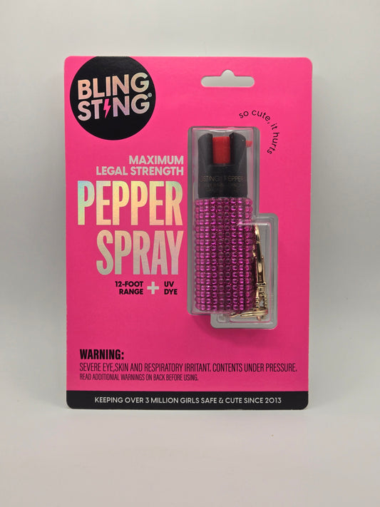 💖 Blingsting® Pepper Spray – Maximum Strength Self-Defense with Pink Rhinestone Case