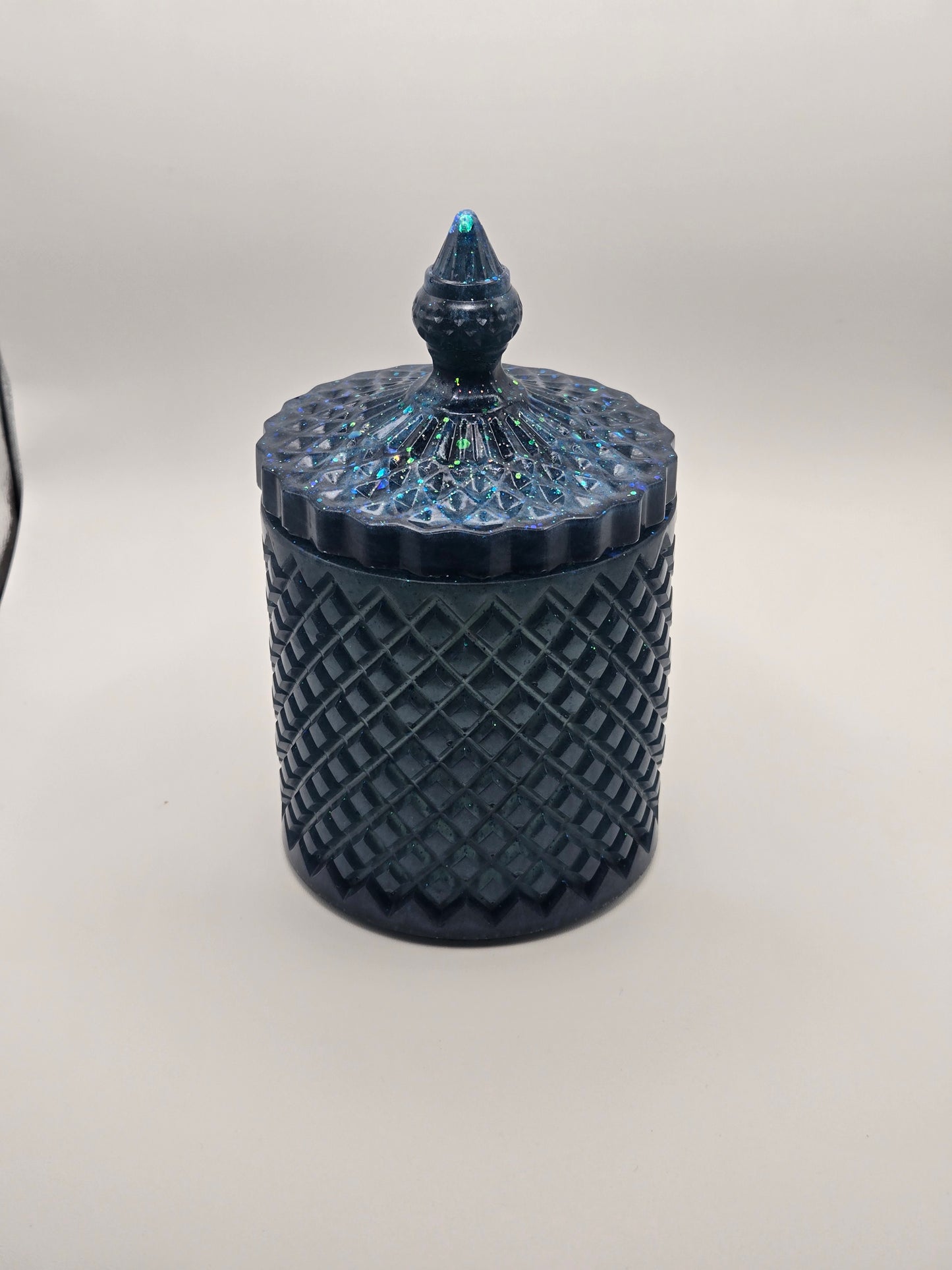 ✨ Midnight Galaxy Resin Jar with Lid – Handmade Cosmic Vanity Jar