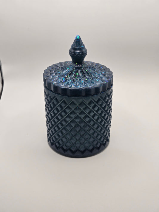 ✨ Midnight Galaxy Resin Jar with Lid – Handmade Cosmic Vanity Jar