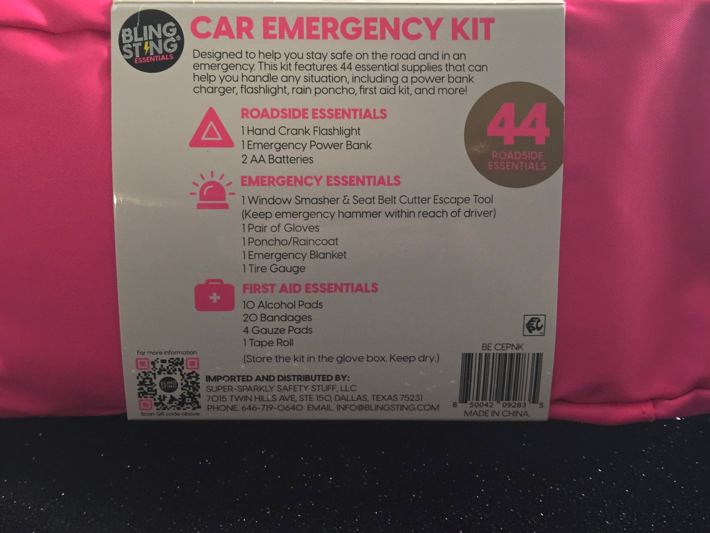 Blingsting Roadside Emergency Kit – Pink