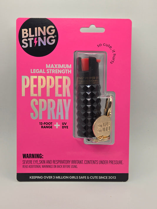 💎 Blingsting® Pepper Spray – Black Diamond Grip | 12-Foot Range + UV Dye