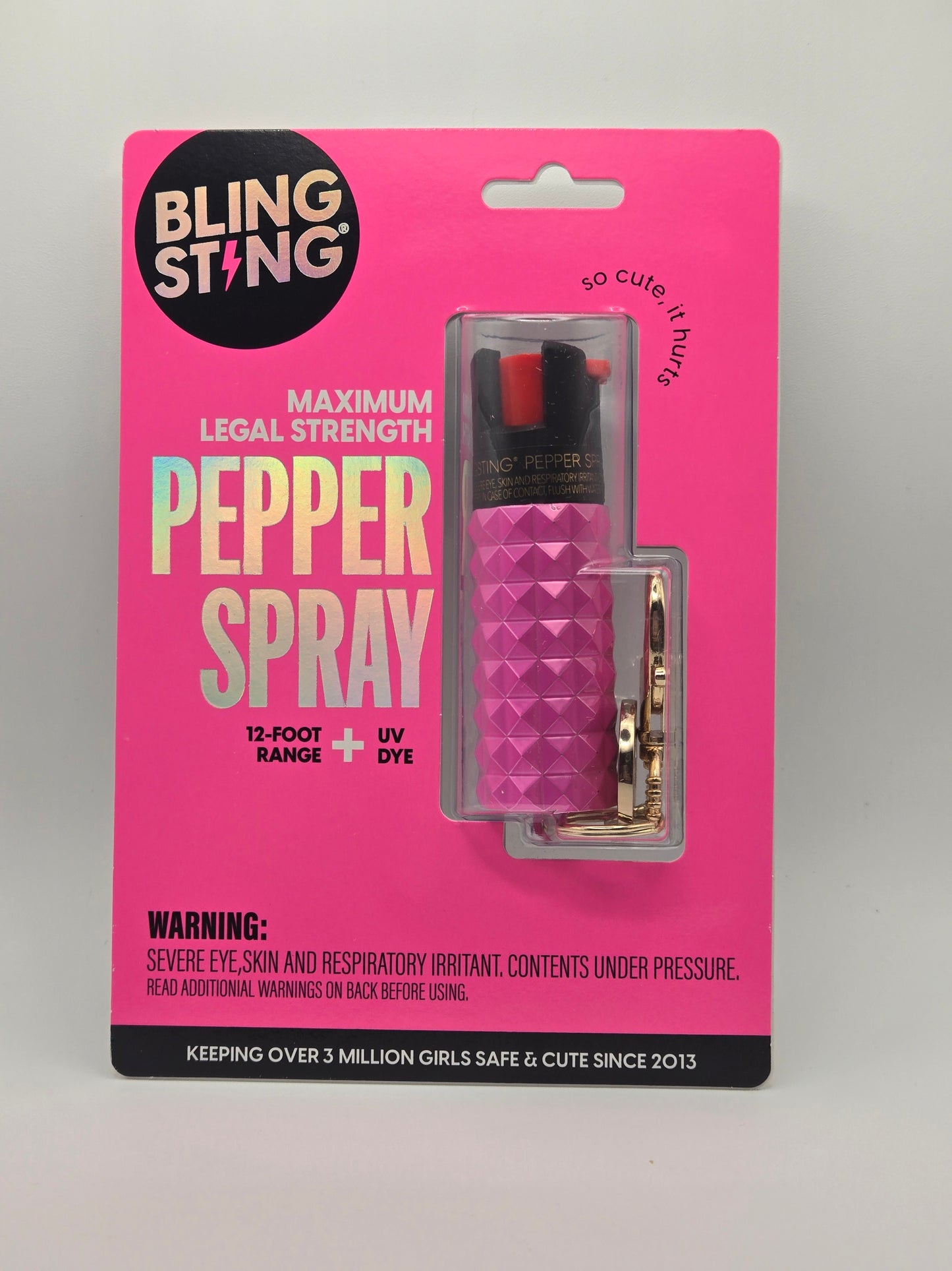 Blingsting® Maximum Strength Pepper Spray – Hot Pink Safety Keychain