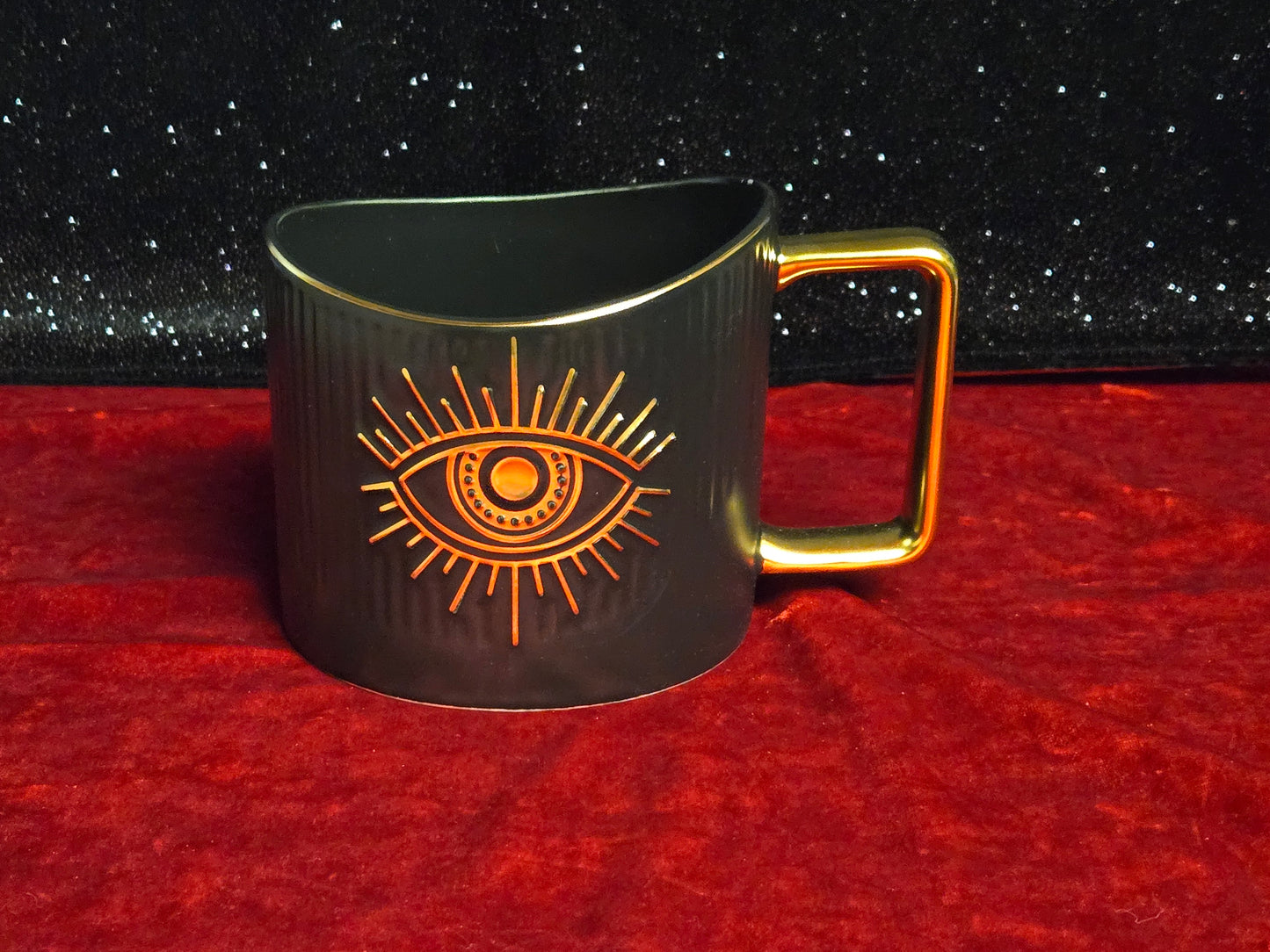 Mystic Eye Luxe Mug – Gift-Boxed Ceramic Coffee Cup with Gold Handle