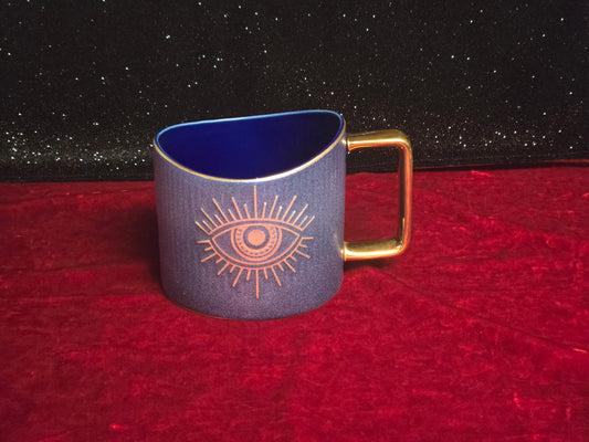 Mystic Eye Luxe Mug – Gift-Boxed Ceramic Coffee Cup with Gold Handle