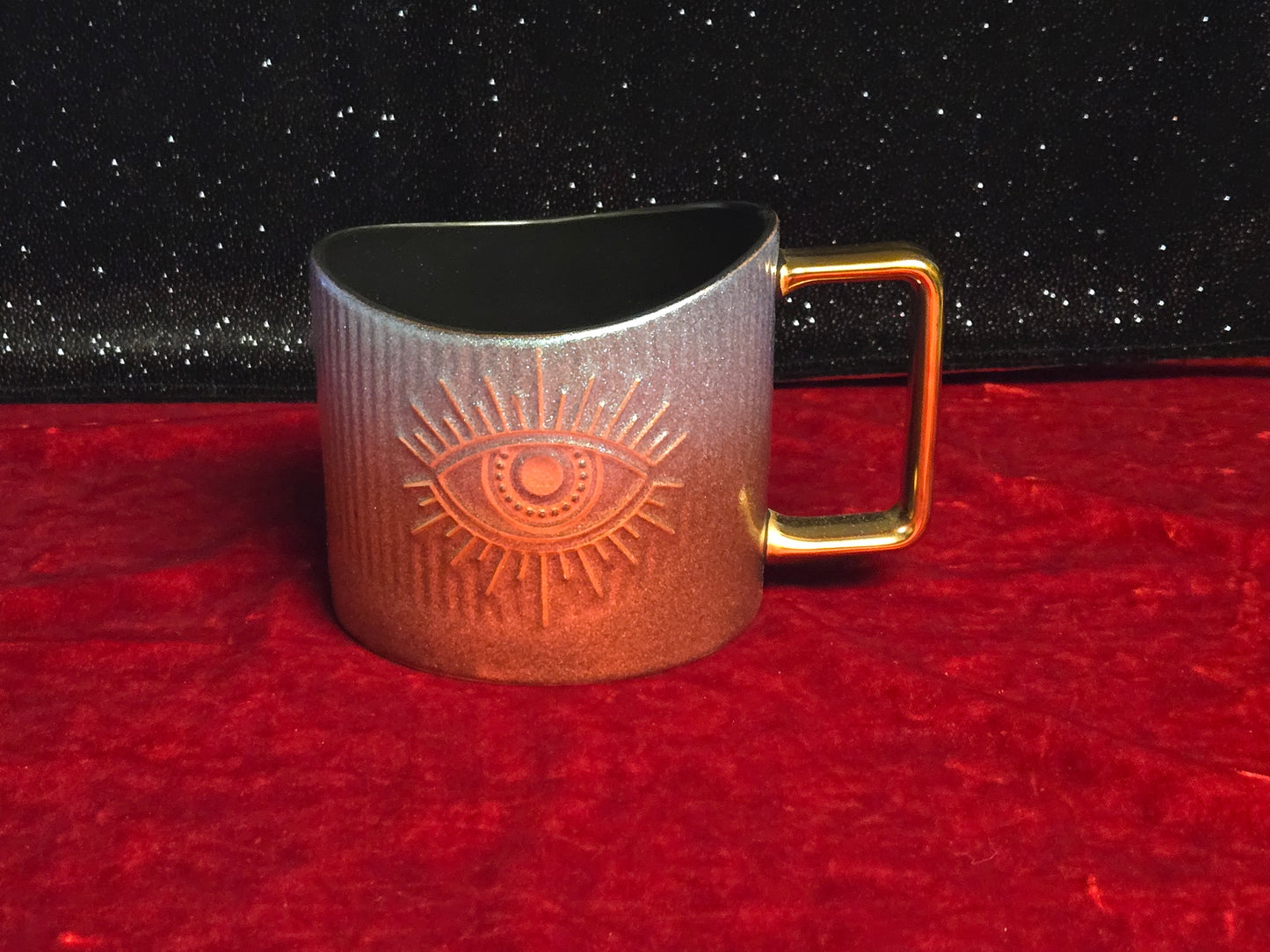 Mystic Eye Luxe Mug – Gift-Boxed Ceramic Coffee Cup with Gold Handle