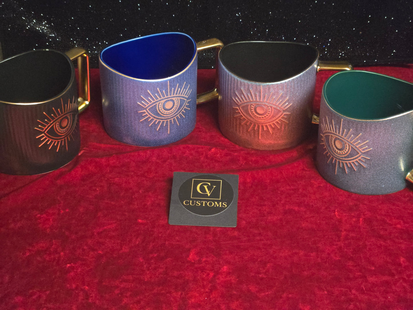 Mystic Eye Luxe Mug – Gift-Boxed Ceramic Coffee Cup with Gold Handle