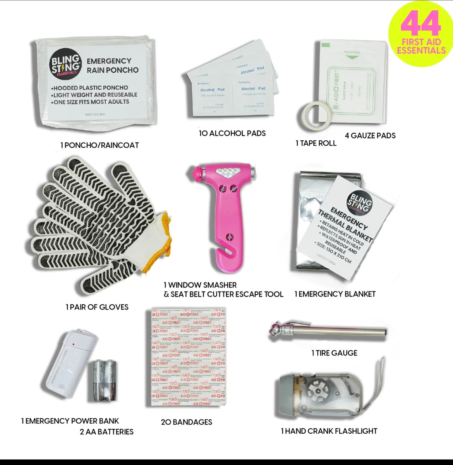 Blingsting Roadside Emergency Kit – Pink
